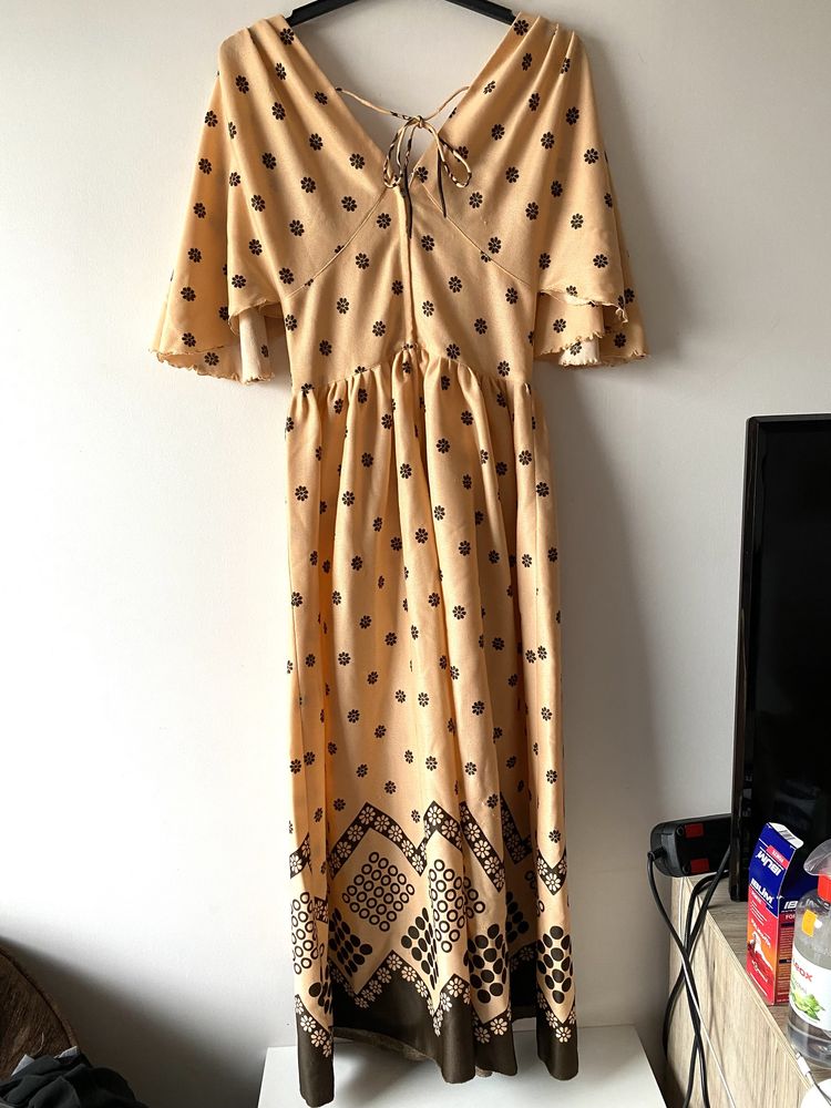 Dluga sukienka vintage handmade wzory