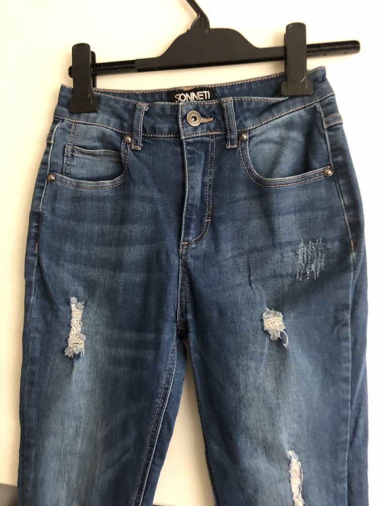 Spodnie jeansowe 158 jeansy 12-13 dziury przetarcia Sonneti
