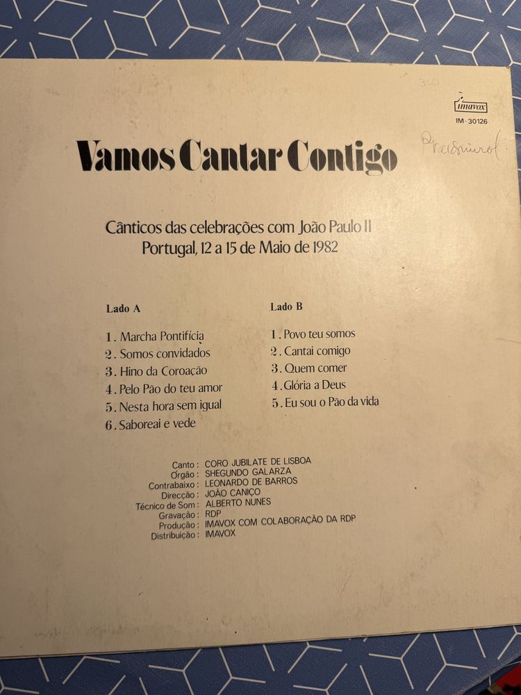 Vinil Papa João Paulo II - Vamos Cantar Contigo