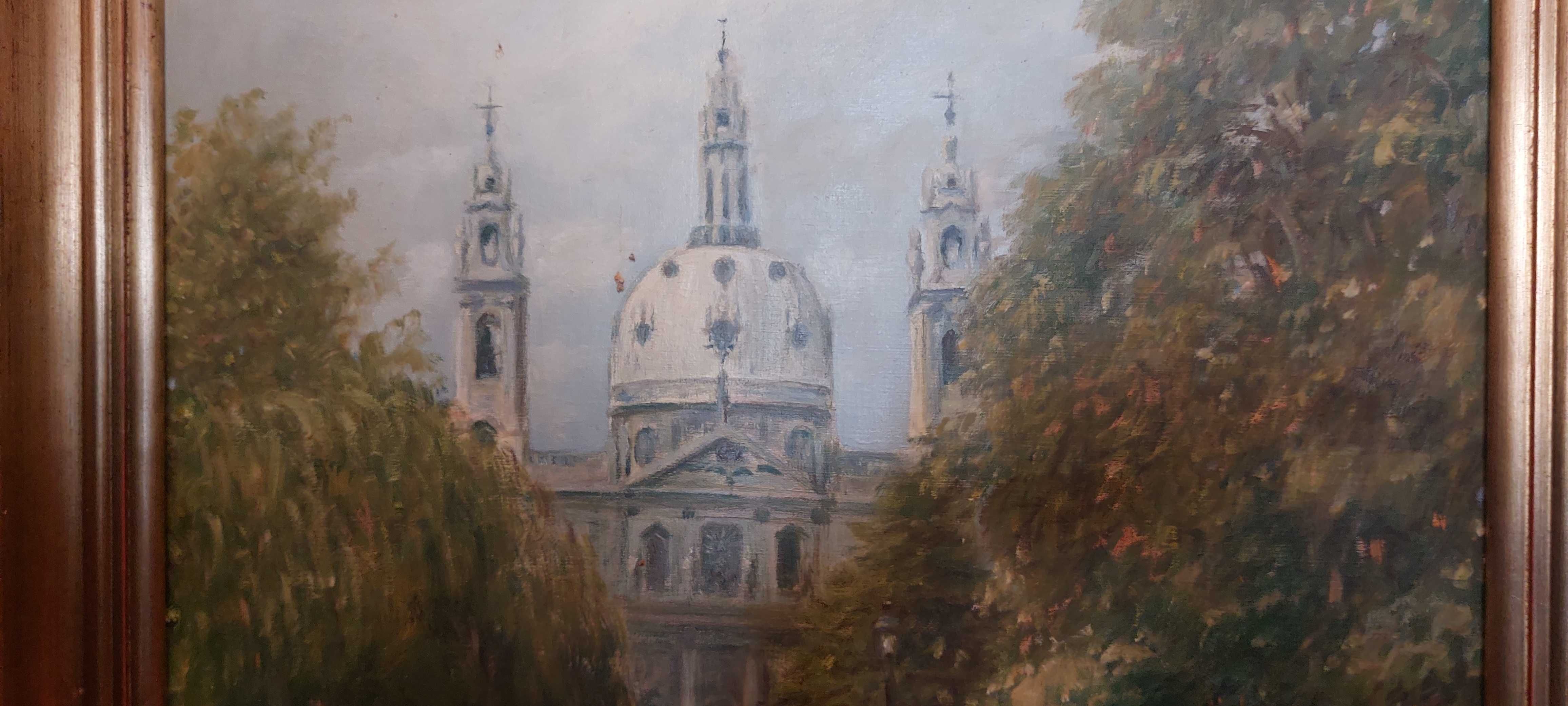 Quadro tela óleo grandes dimensões, moldura rica