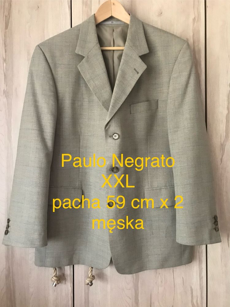 Paulo Negrato XXL  męska marynarka szara beżowa wiskoza Vintage