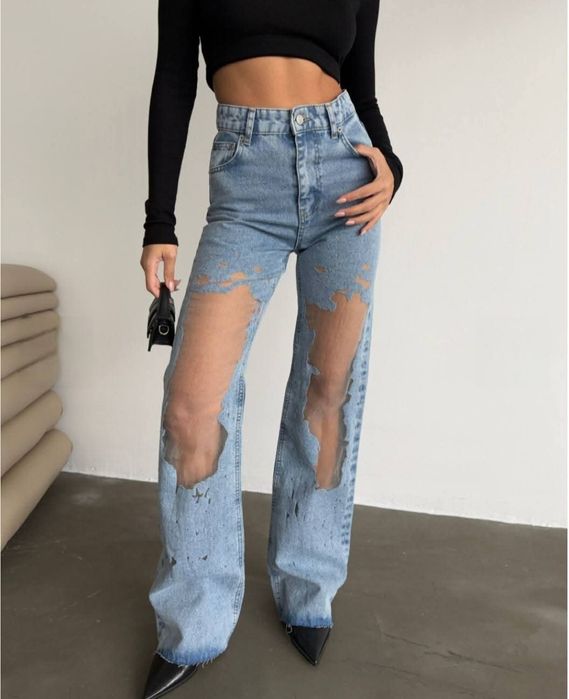 Dżinsowe Spodnie z siateczką