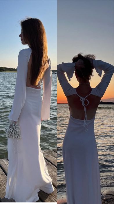 Ссукня біла з відкритою спиною