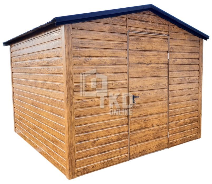 Domek Ogrodowy Schowek 3X3 Drzwi - Antracyt + Drewnopodobny Tkd155
