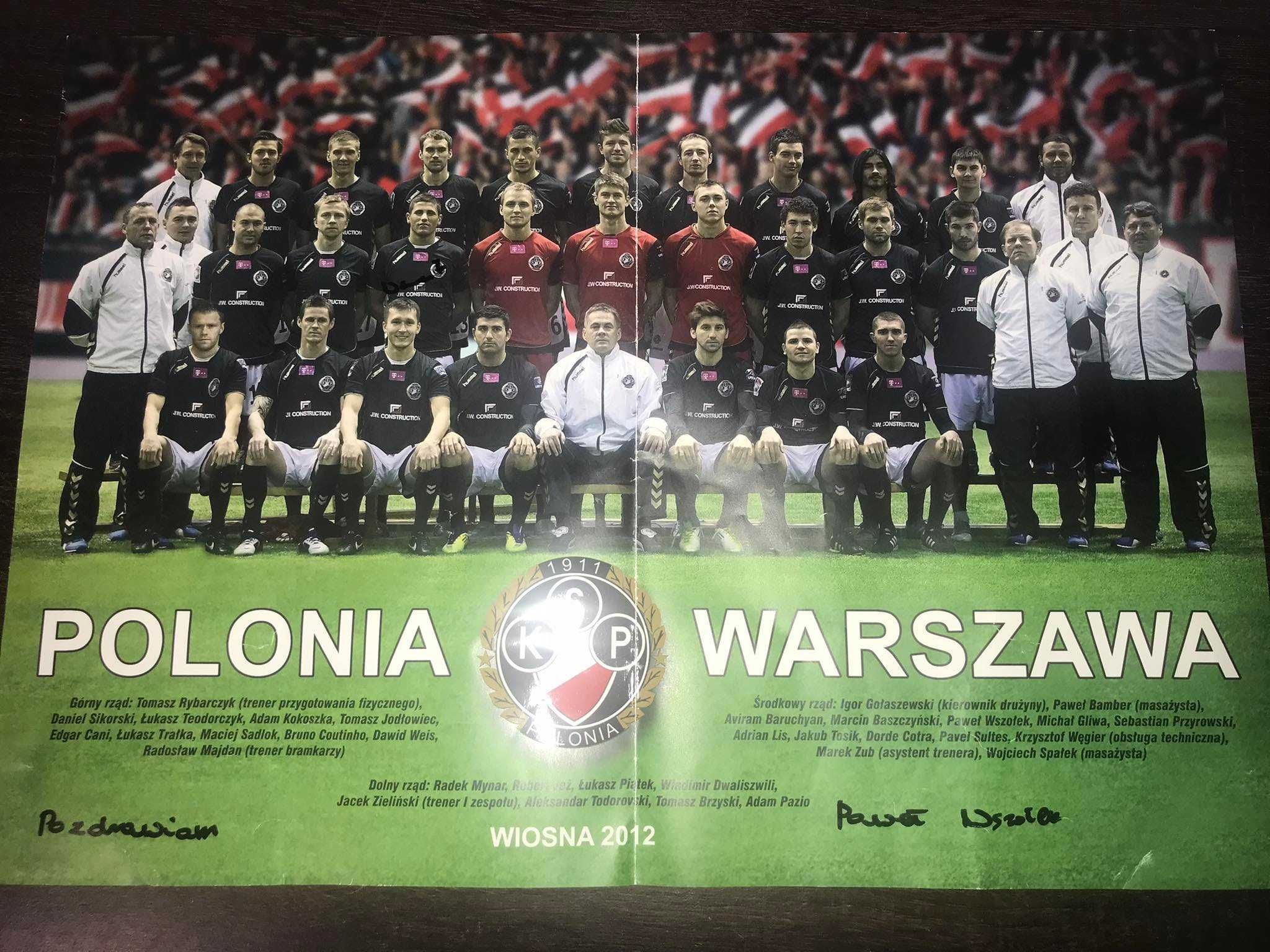 Pamiątki POLONIA WARSZAWA, autografy, Baszczyński, Jodłowiec, Wszołek
