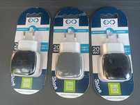 Trzy eXc ładowarki sieciowe SHINE 1xUSBA QC + 1xUSBC PD 20W