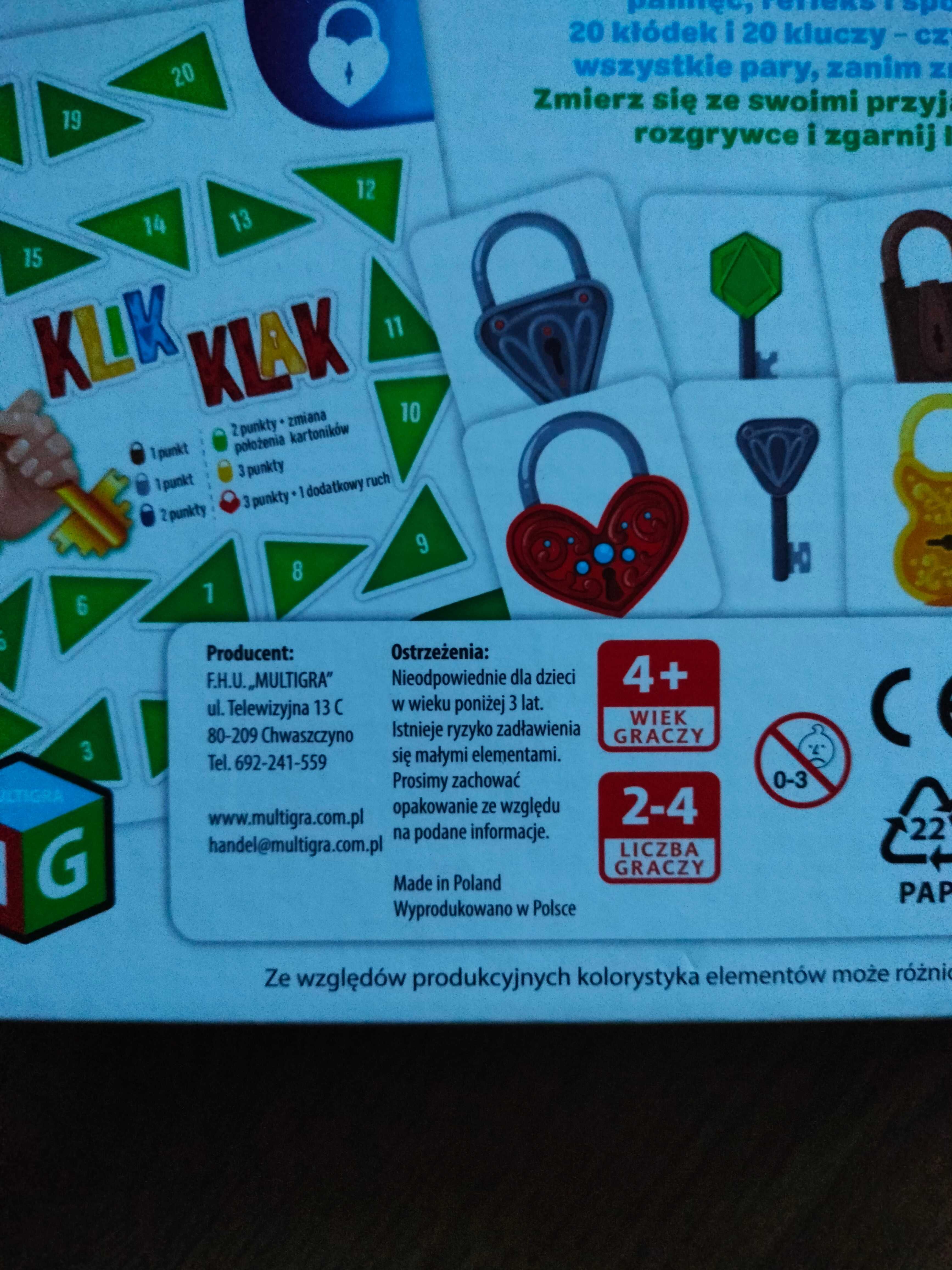Gra planszowa dla bystrzaków Klik Klak 4+ Multigra