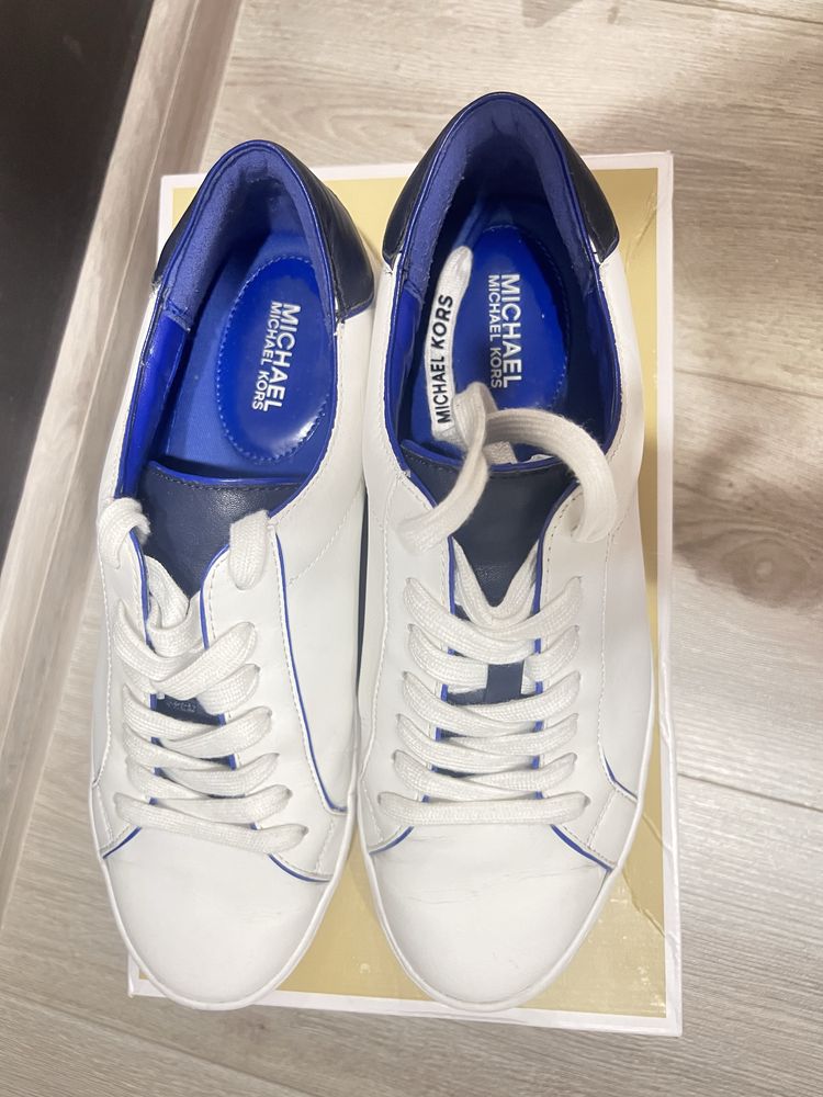 Кеды оригинал  michael kors. Размер 40-40.5. Белые с синим
