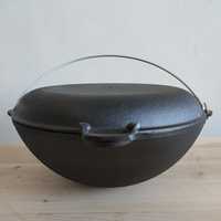 Казан чавунний з кришкою-сковородою 12л/печка для казана 40 см. Топка