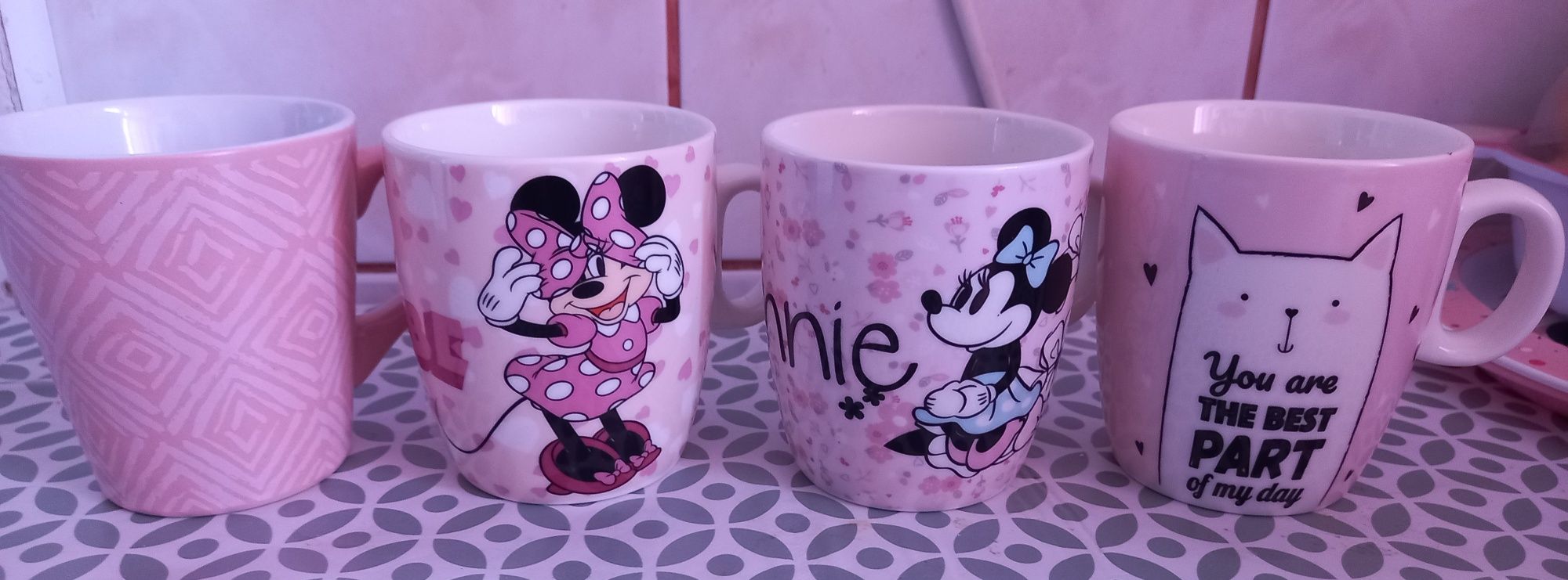 Nowe kubeczki rozowe dla dziewczynki (Minnie, kotek)