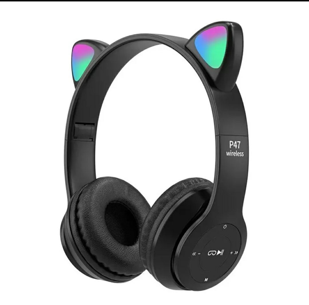 Bluetooth навушники Р47М з котячими вушками, що світяться