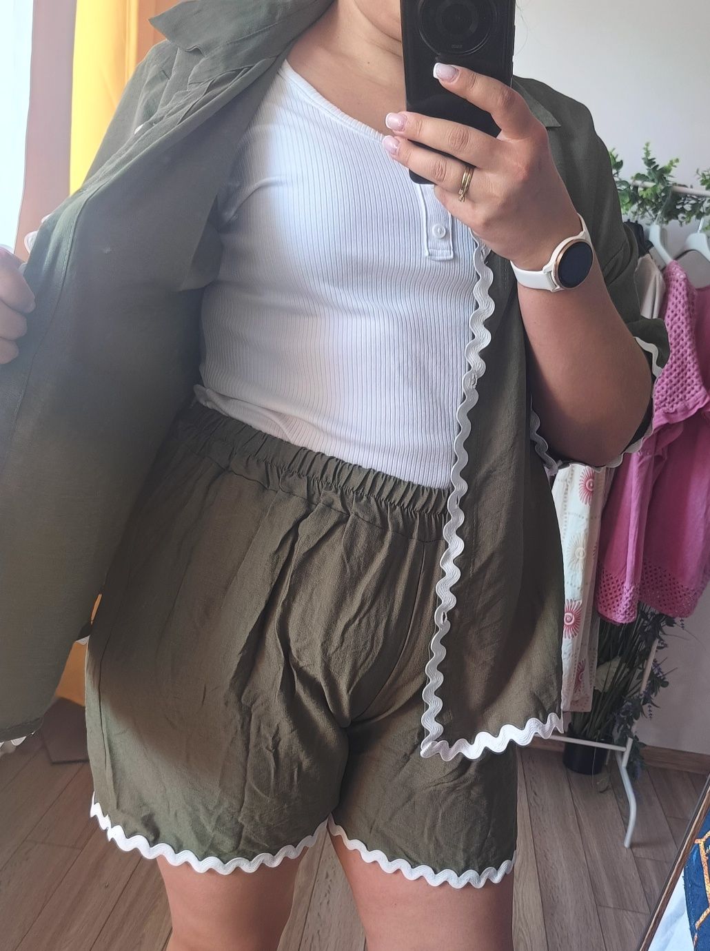 Komplet letni Plus Size Khaki