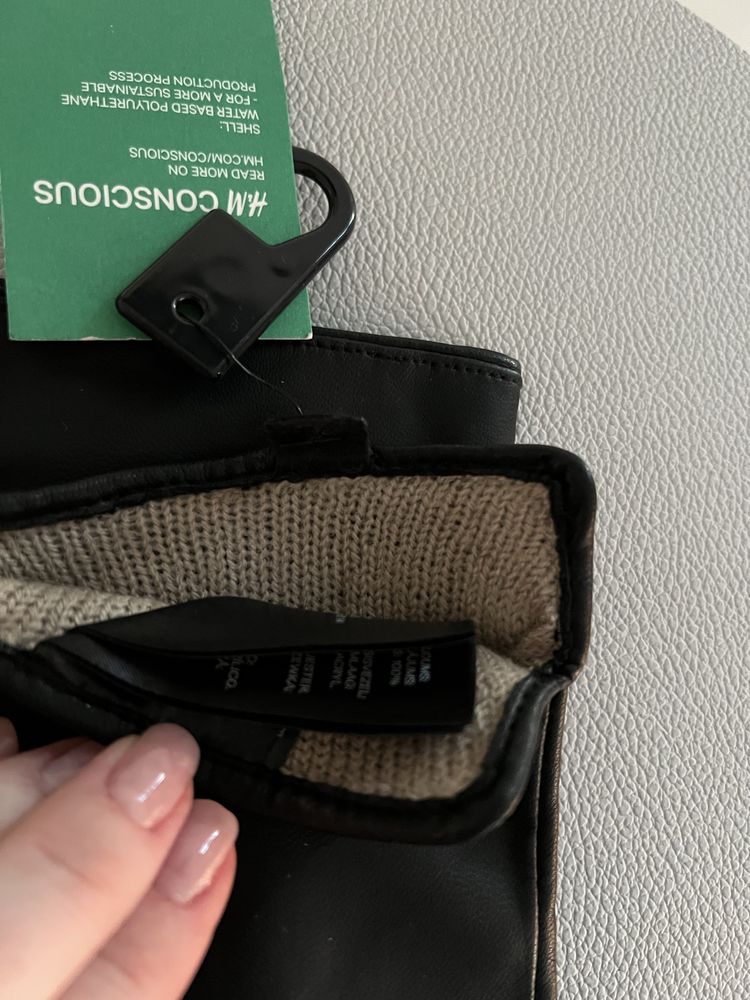 Nowe rękawiczki damskie H&M eco skóra czarne rozmiar M stan idealny