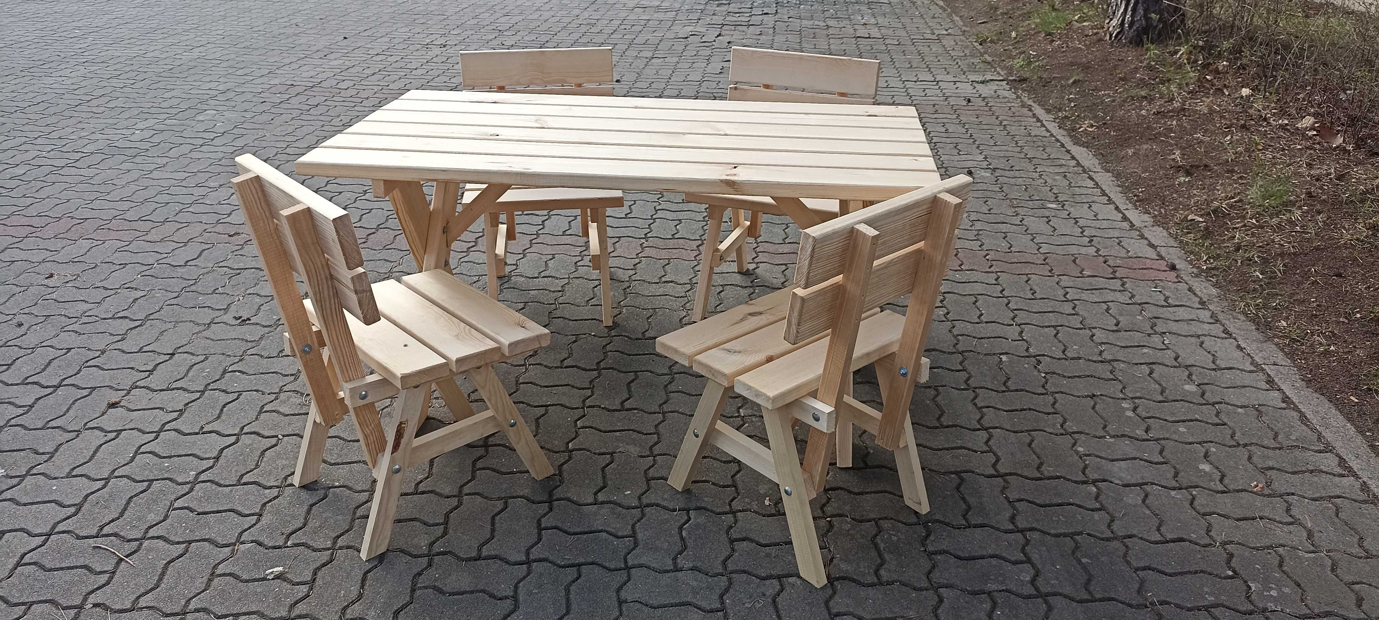 Stół ogrodowy z ławkami tarasowy barowy biesiadny drewniany nowy