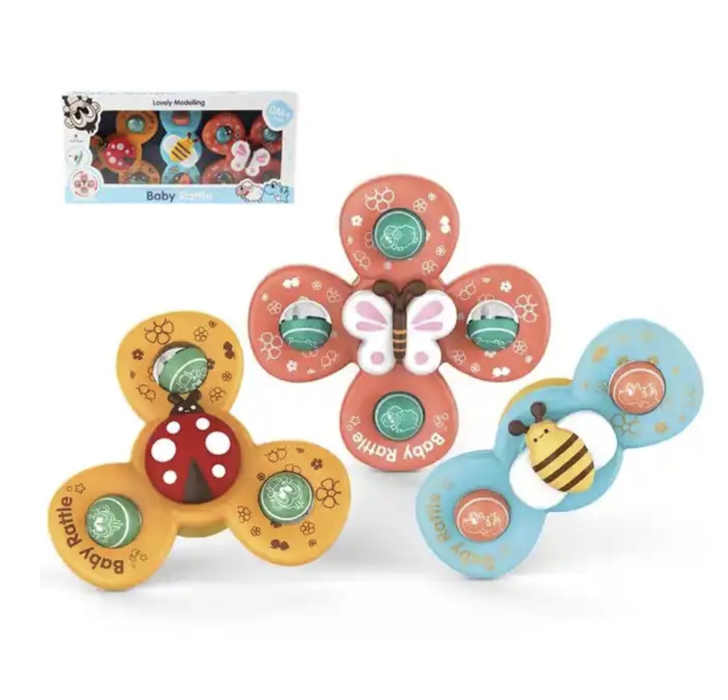 Fidget Spinner z przyssawką , Sensoryczna zabawka do Kąpieli 3 sztuki