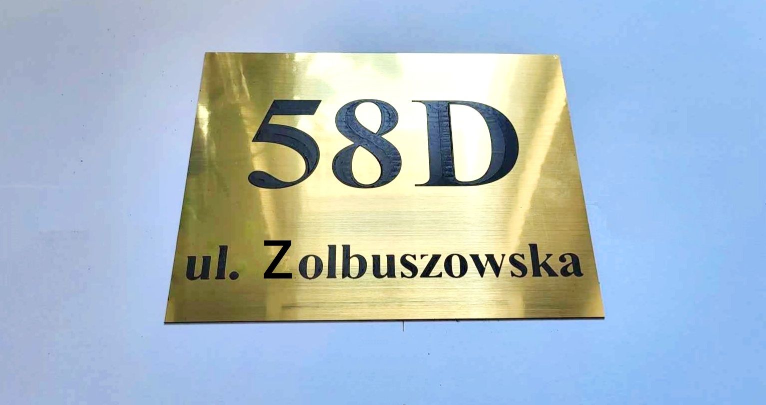 Złota srebrna elegancka Tabliczka adresowa personalizacja