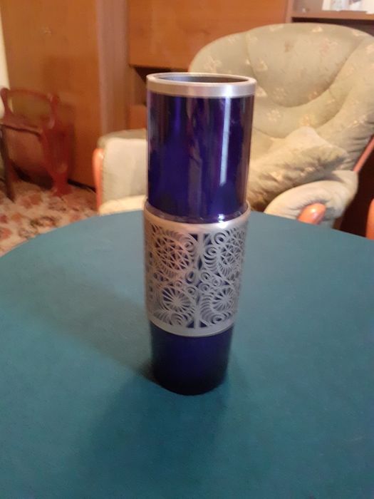 Wazon kobalt Huta Szkła Hortensja PRL vintage antyk