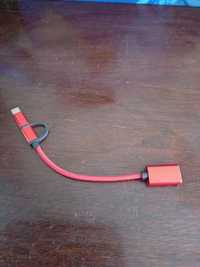 2 в 1 кабель перехідник OTG Mikro USB+USB C  до USB 3.0. гніздо.