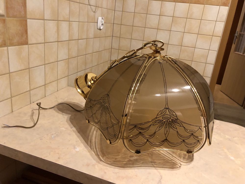 Komplet zestaw żyrandol i 2 kinkiety szklane lampa wisząca