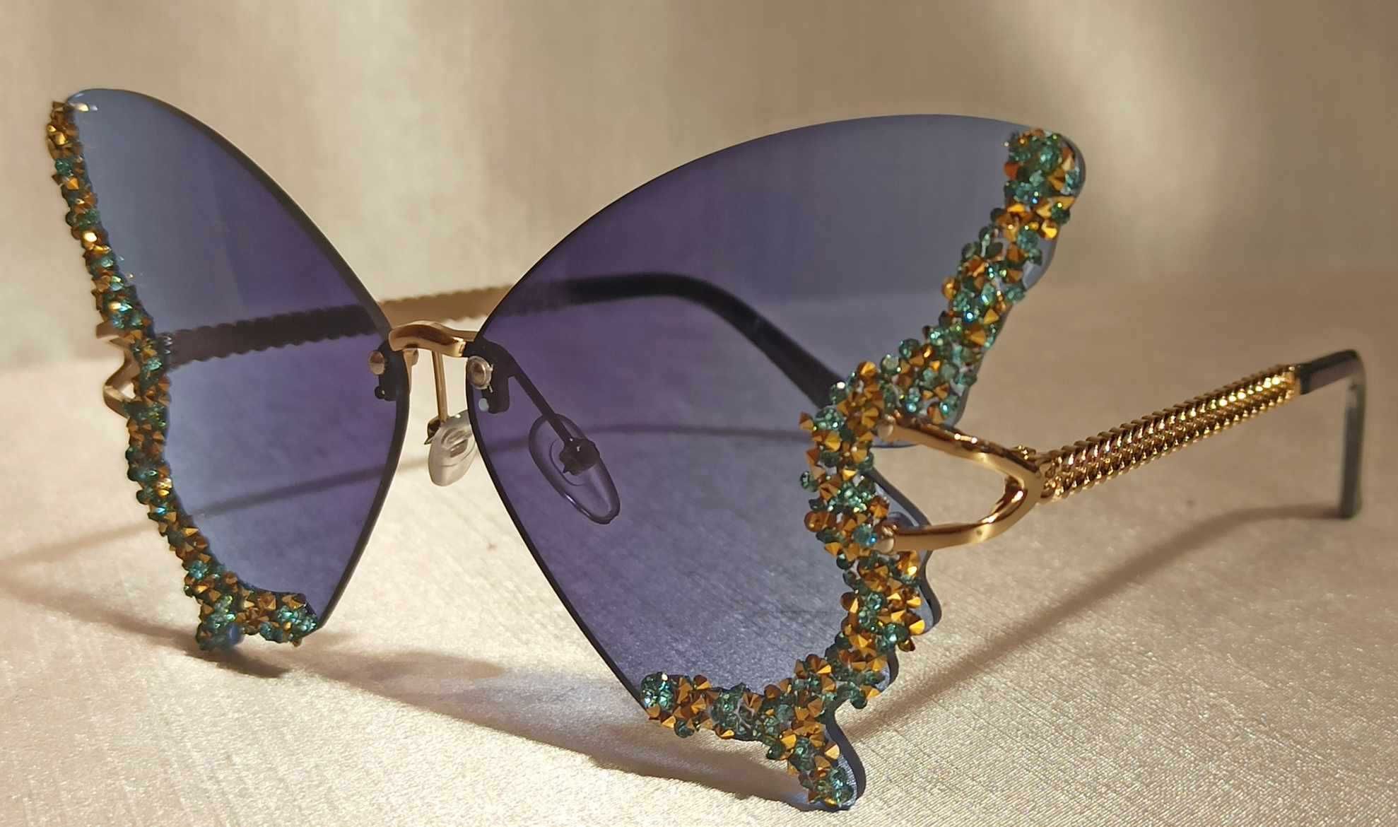 Okulary przeciwsłoneczne - Motyl z cyrkoniami