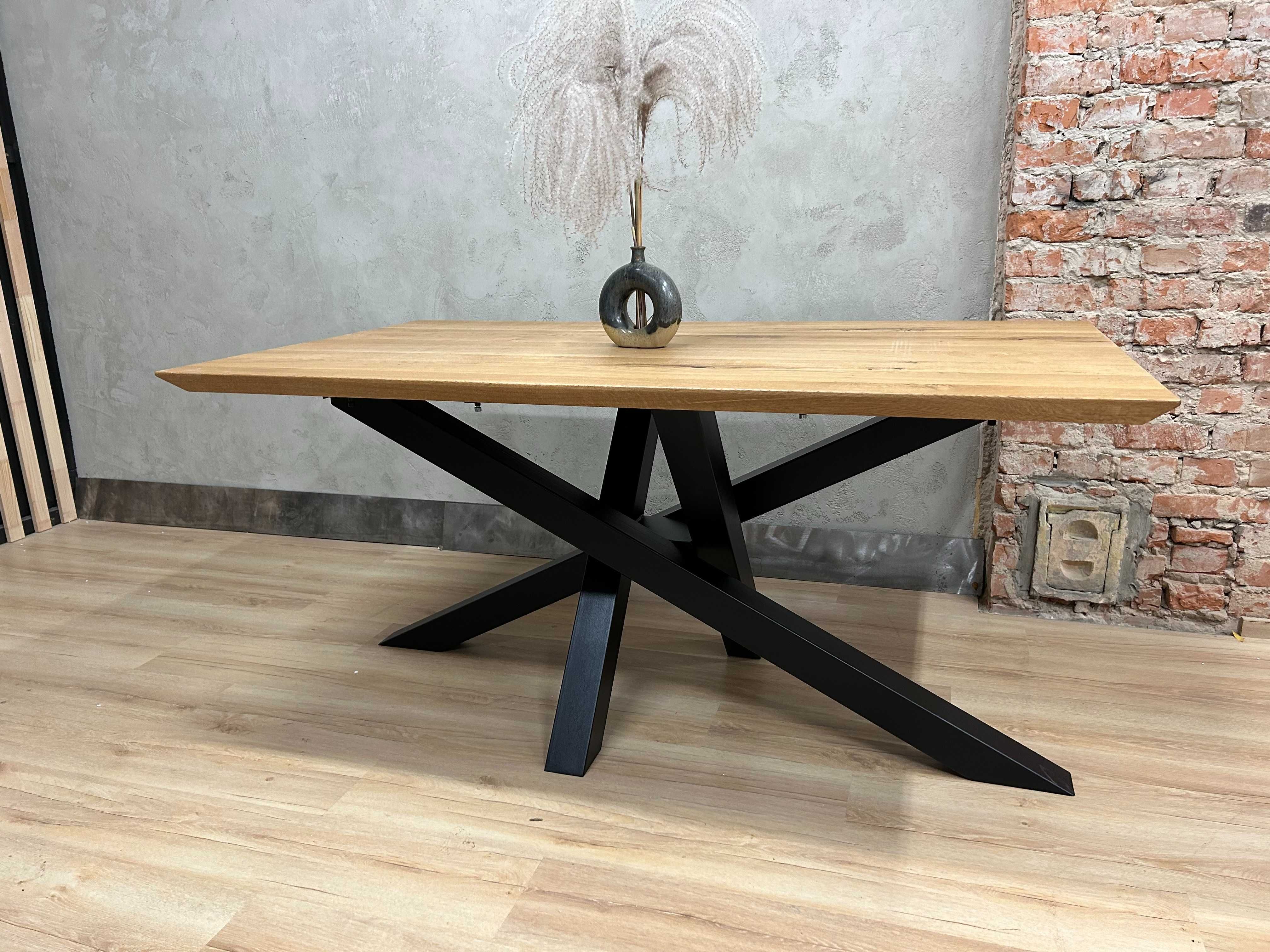 stół dębowy metalowe nogi loft rozkładany stoły blaty drewniane stol