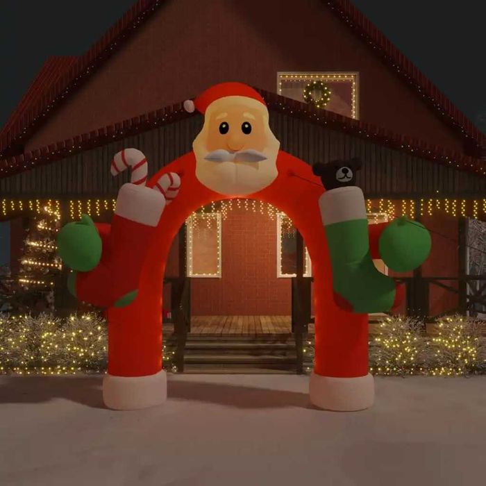 Portão Em Arco De Natal Insuflável Com Luzes Led 320 Cm