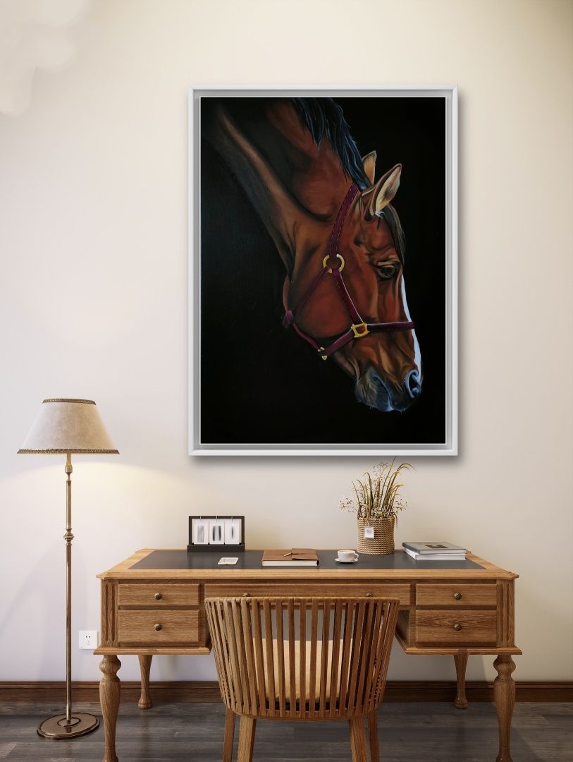 Obraz olejny głowa konia