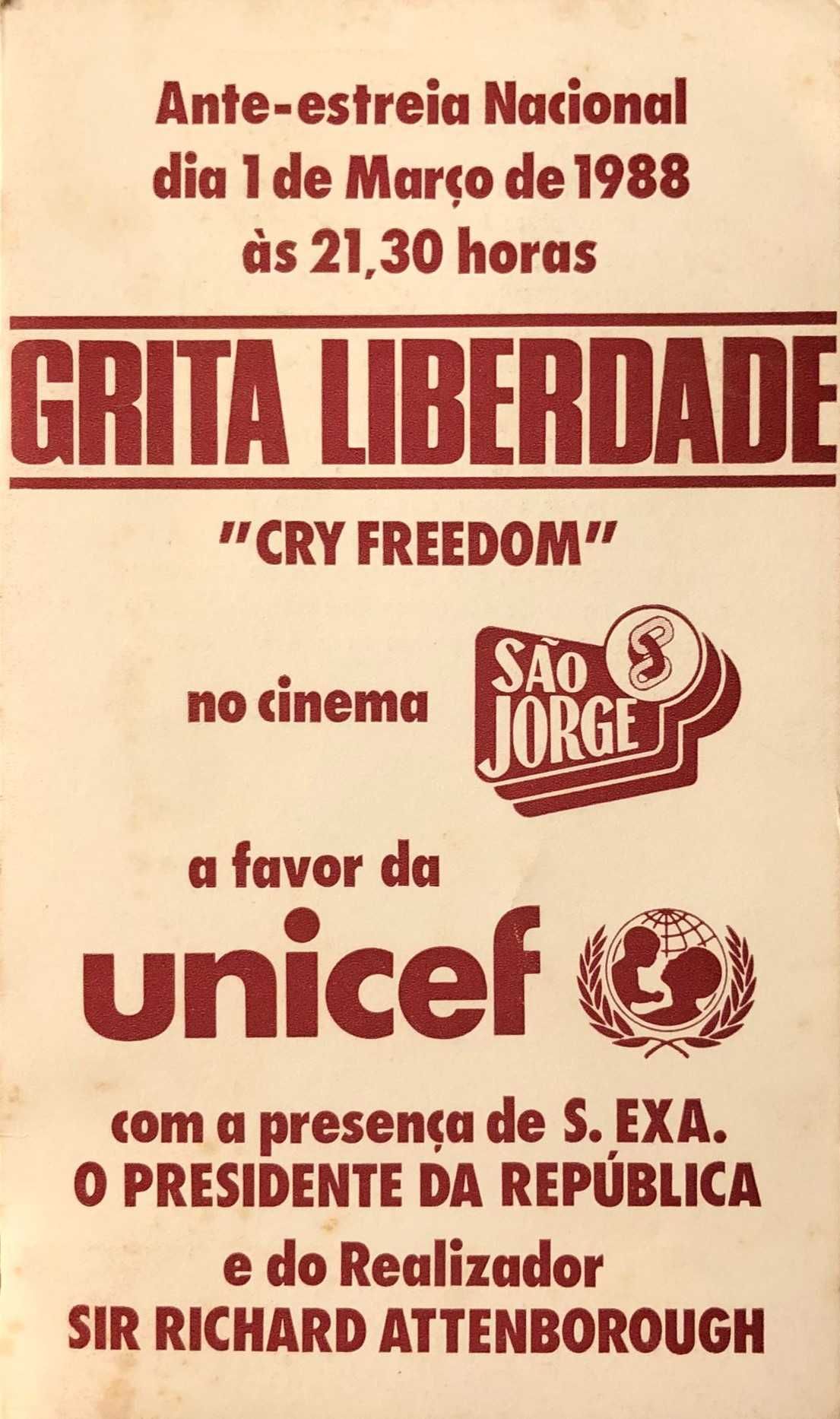 2 Convites e Bilhetes Ante-estreia Grita Liberdade Cinema S. Jorge