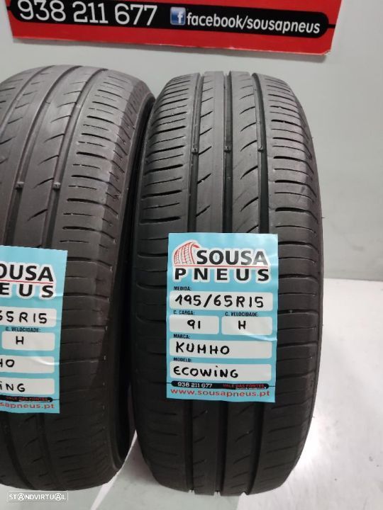 2 pneus semi novos 195-65r15 kumho - oferta dos portes 80 EUROS