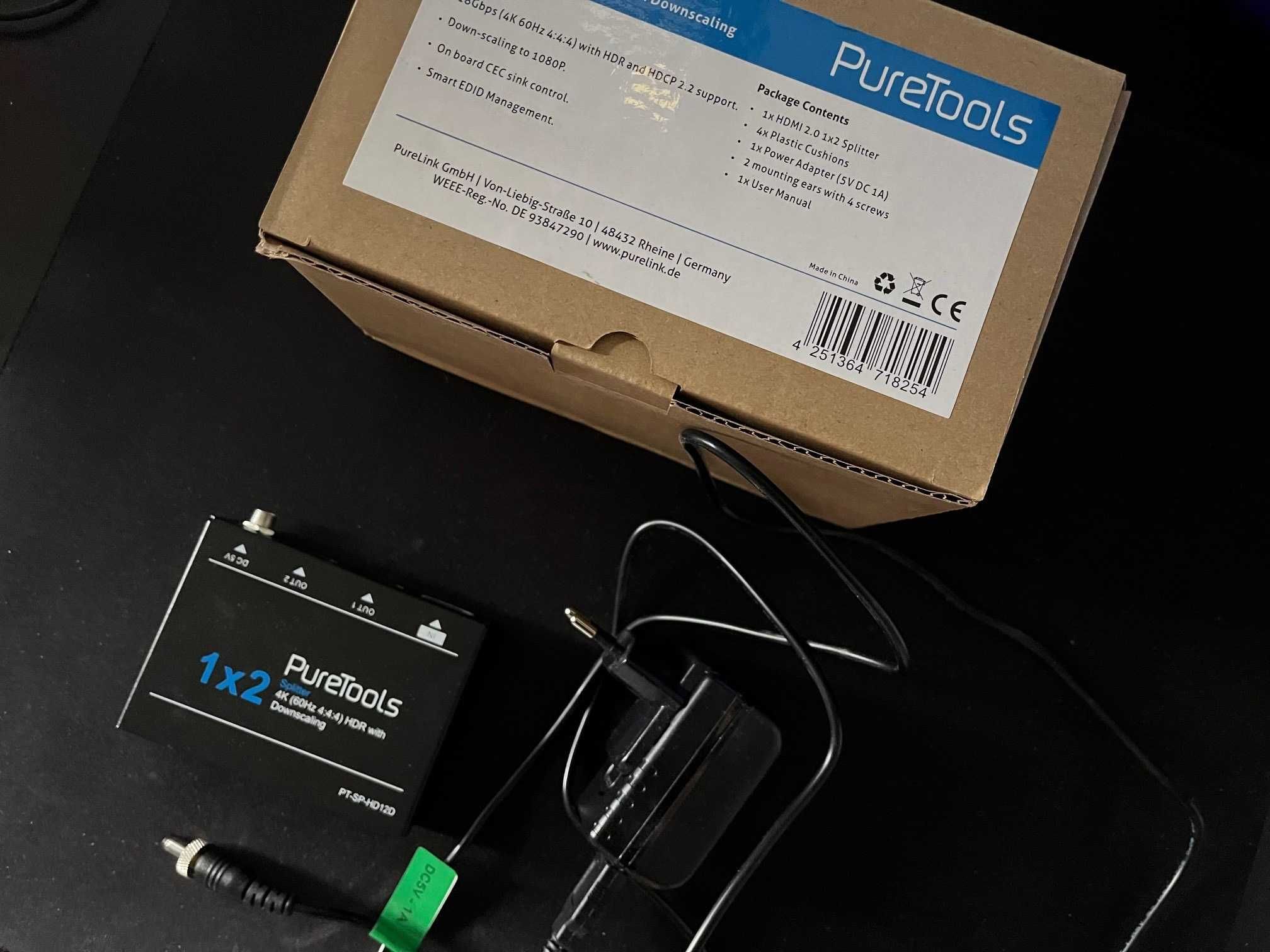 PureTools PT-SP-HD12D HDMI splitter 1x2 4K/HDR