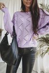 Sweter damski ażurowy bialy fiolet fioletowy lilowy