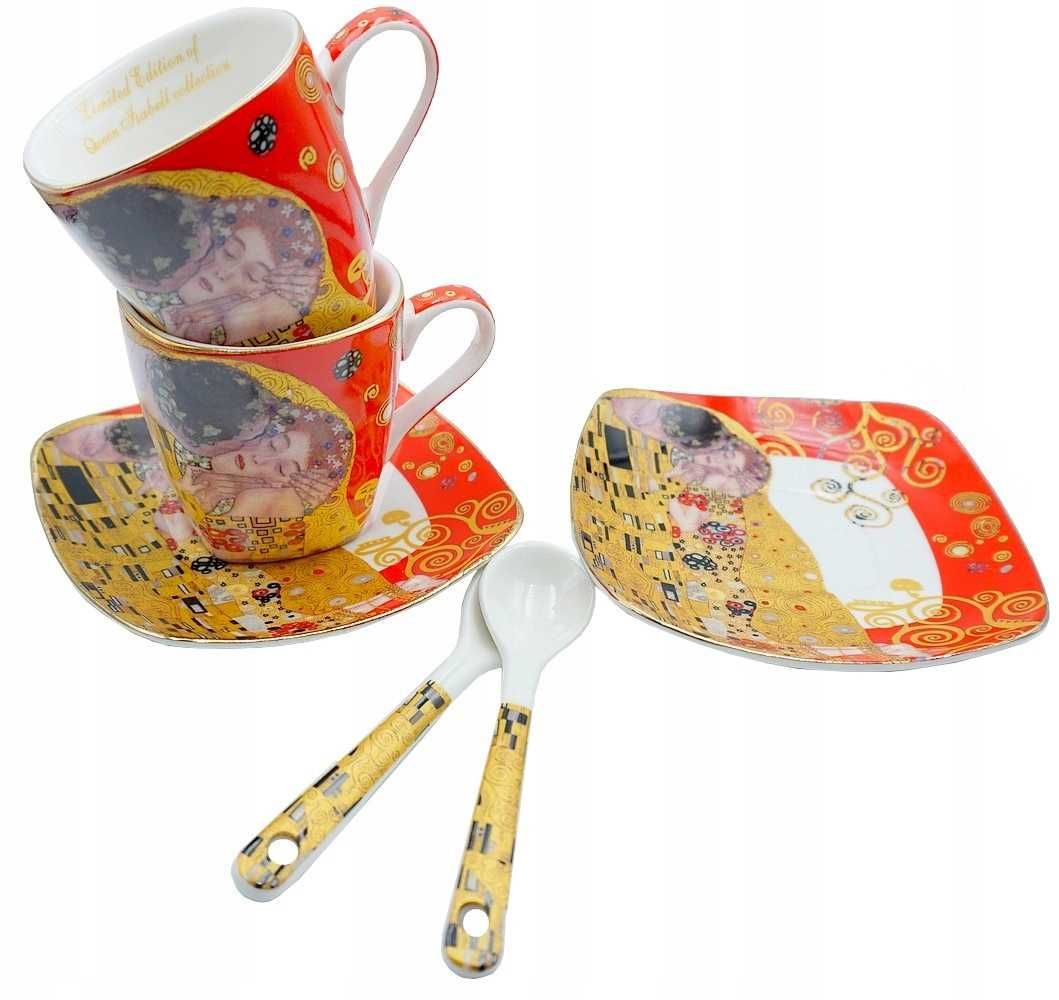 Oryginalne FILIŻANKI ESPRESSO Porcelana GUSTAV KLIMT 2x90ml Kiss