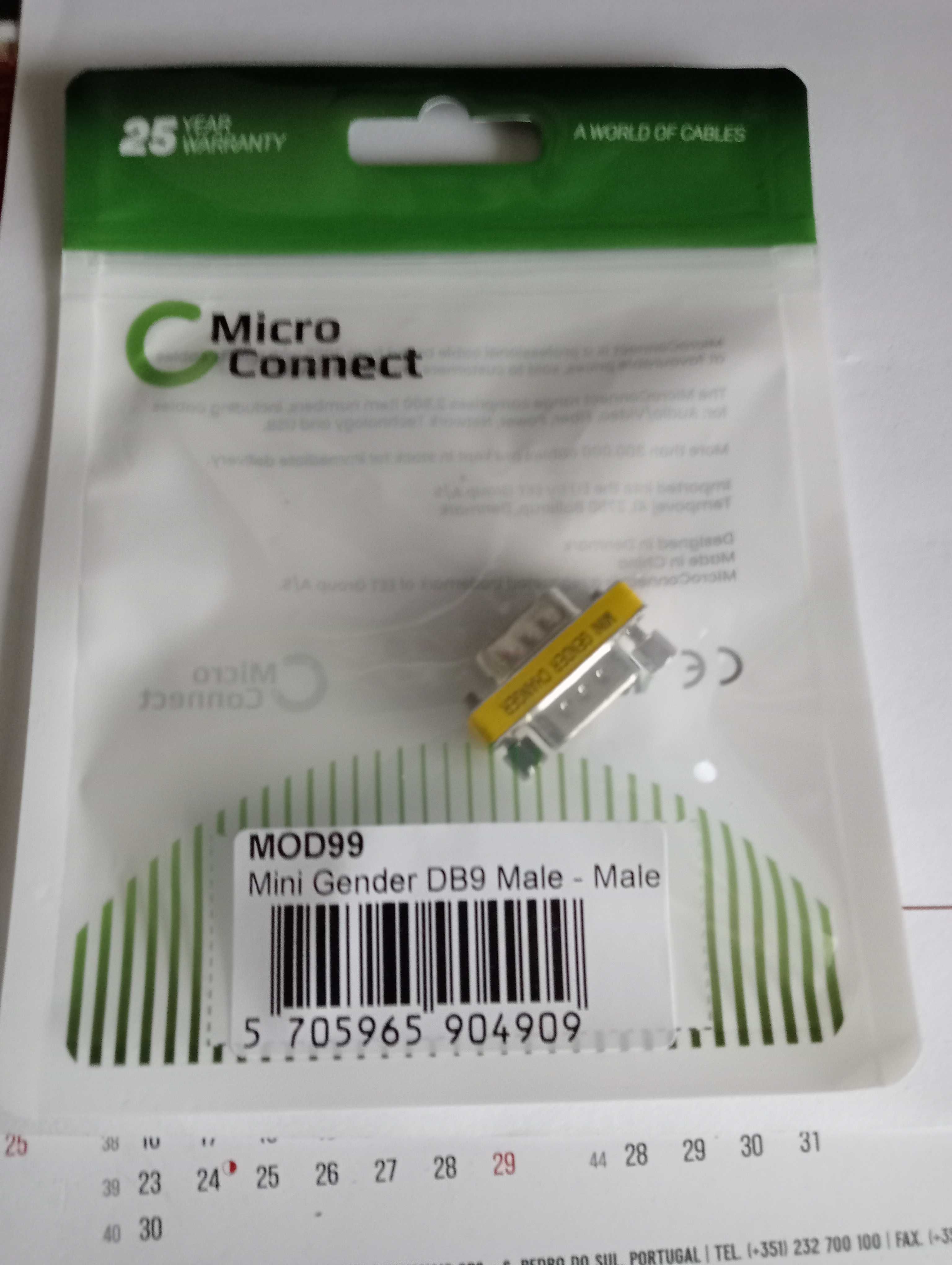 MicroConnect / ElectronAix Mini Gender DB9 Male/Male