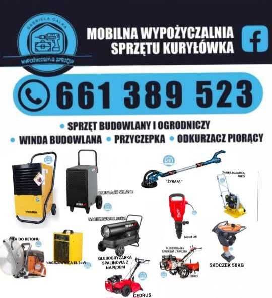 Wypożyczalnia listwa nagrzewnica glebogryzarka wertkulator osuszacz