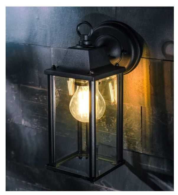 Kinkiet/latarnia montowana na ścianie, kolor czarny, E27 CGC