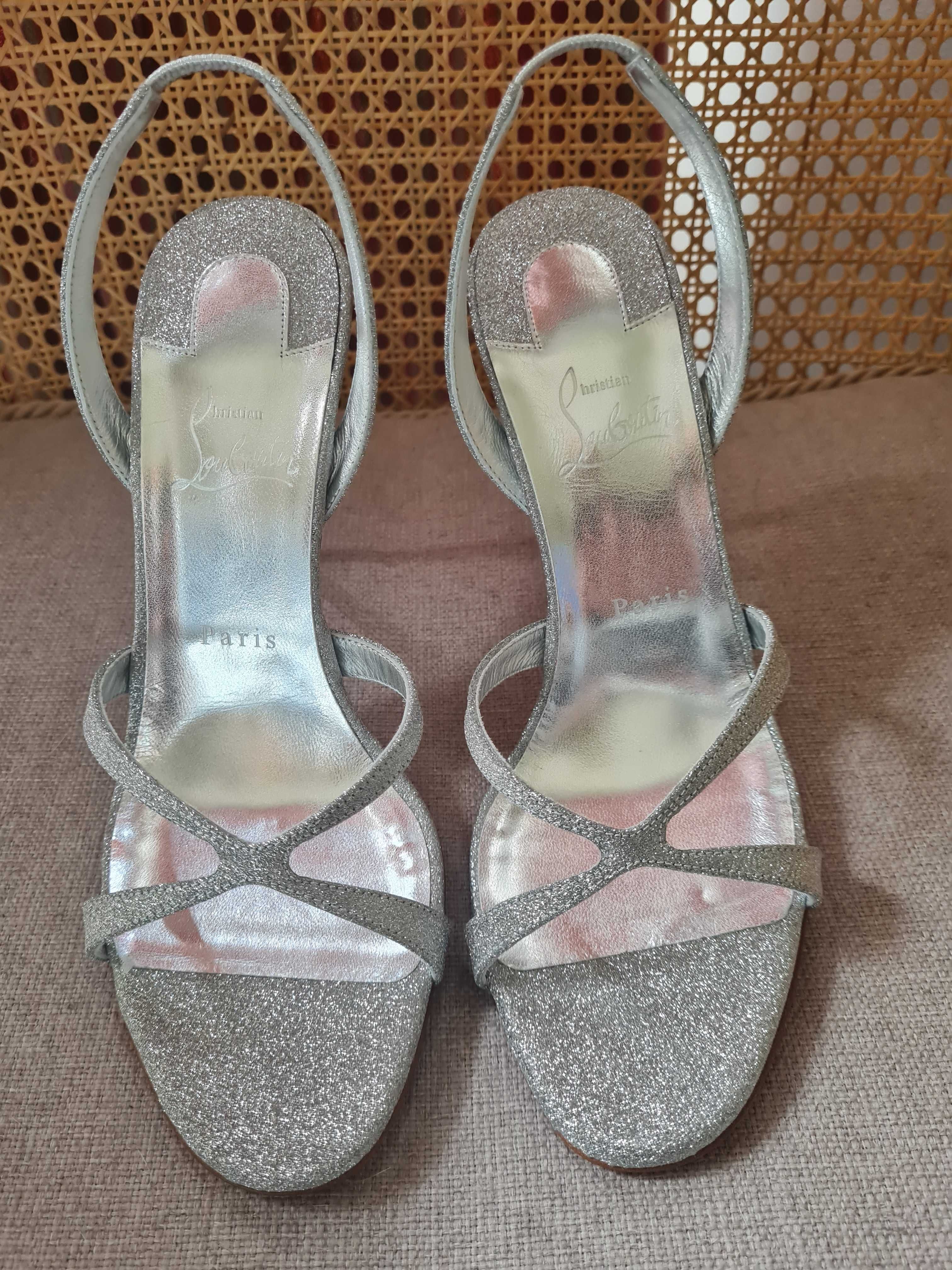 Szpilki sandały Christian Louboutin  r.40 srebrne