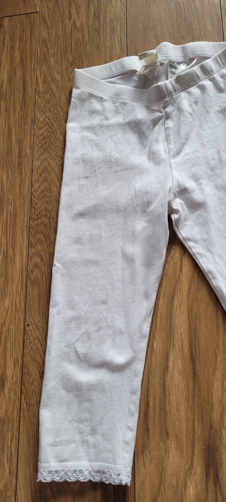 Białe legginsy 3/4, wzrost 110cm