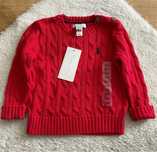 Ralph Lauren czerwony sweter warkocz r. 80 - 86  r. 12
