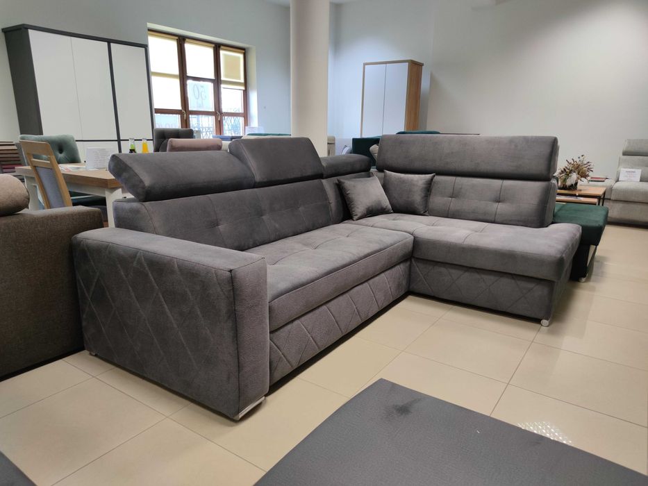 Narożnik Sofa ROCK, Gruby Bonell+ Pasy,Zagłówki reg, schowek,na wymiar