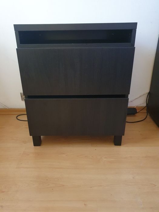 Szafka nocna komoda 2 szuflady ciemny brąz