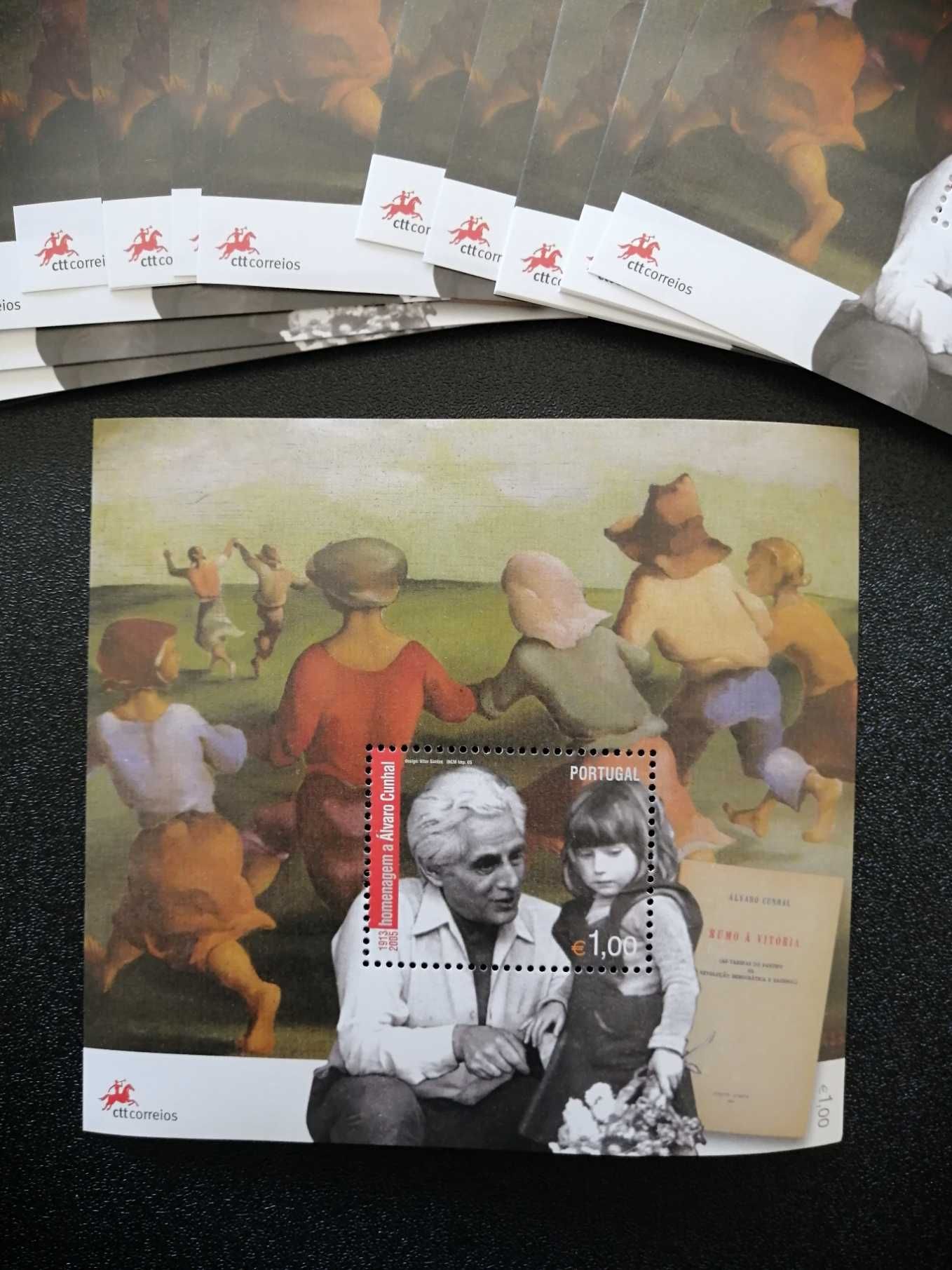50 blocos filatélicos 2005 homenagem Álvaro Cunhal líder histórico PCP