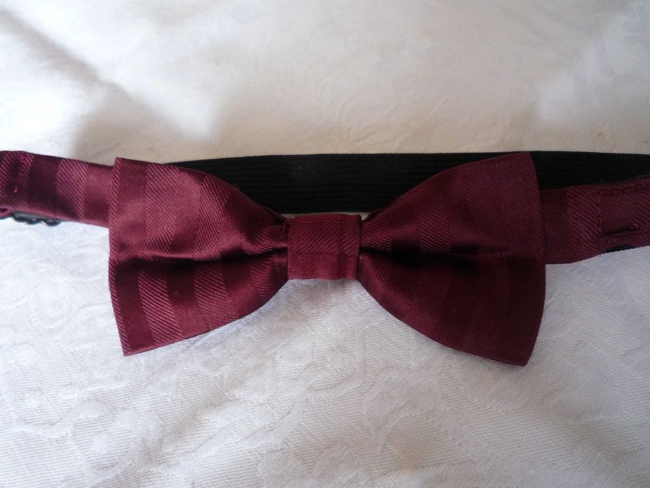 Винтаж галстук бабочка, регулируемый на липучке, бордо марсала унисекс
