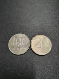 Monety  100zlni 20zl 1990 i 1989
