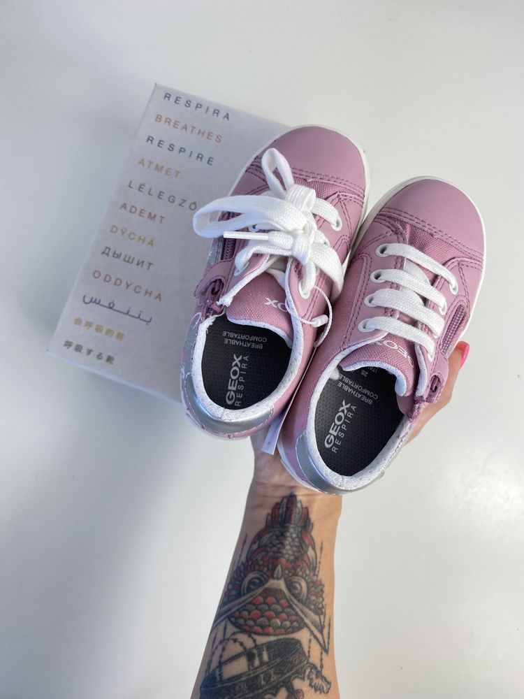 Sneakersy GEOX dziecięce różowe buty półbuty sznurowane r.25