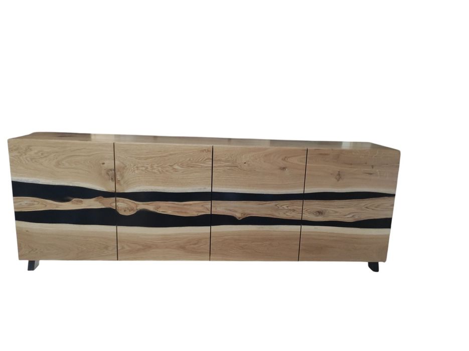 Komoda dębowa 220x45x80, żywica epoksydowa