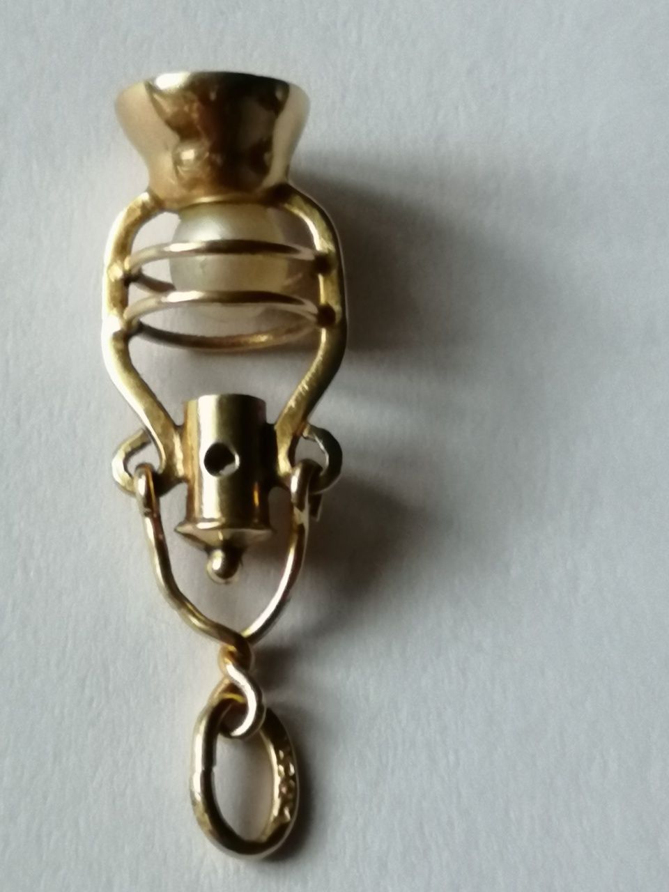 Dzieło zlotnicze zawieszka z perła złoto 585 ręcznie robiona latarnia