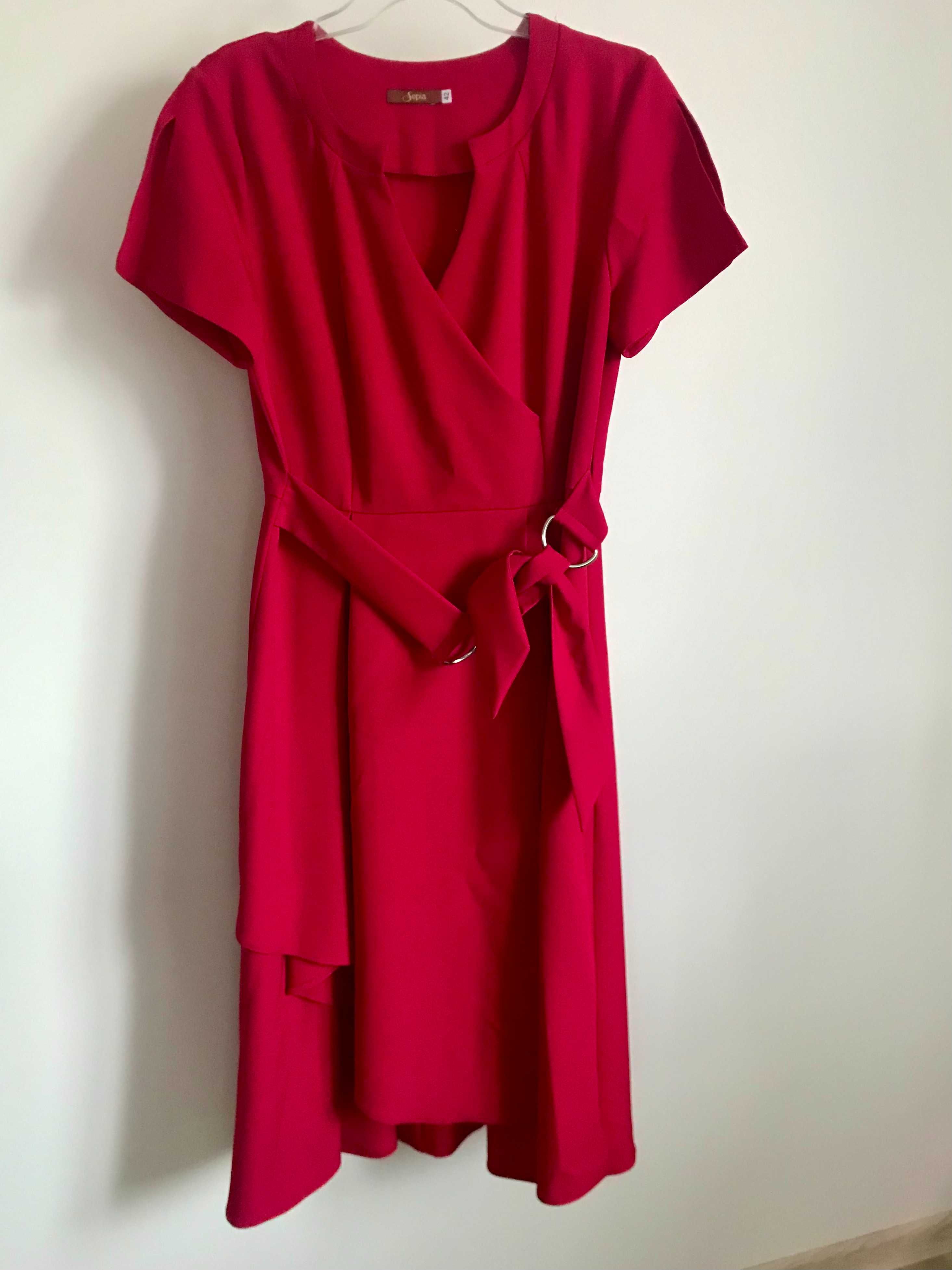 czerwona bordowa sukienka wesele sylwester święta L