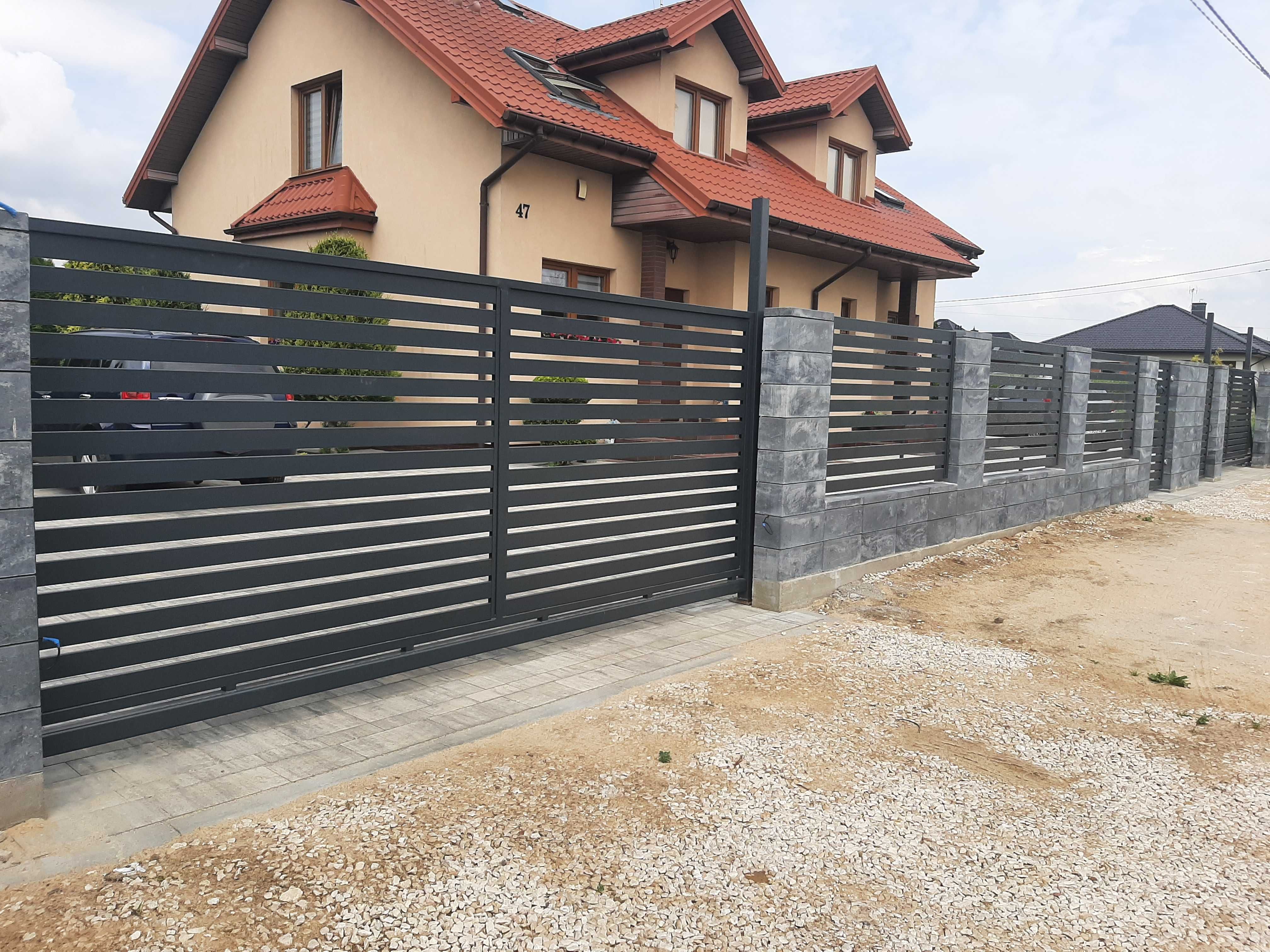 Brama przesuwna palisadowa 4000x1500 w komplecie
