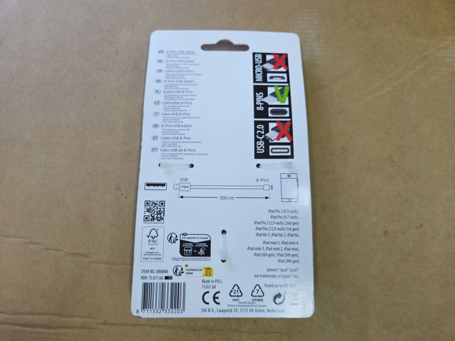 Kabel iphone apple 3 metry do ładowania 8pin