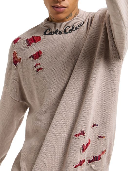 Sweter oversized z łatami Carlo Colucci XL